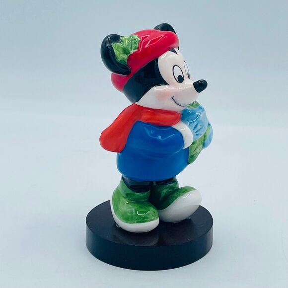 Vintage Disney Mickey Mouse Mounted Ceramic Figure Schmid w Christmas Wreath - Picture 3 of 7